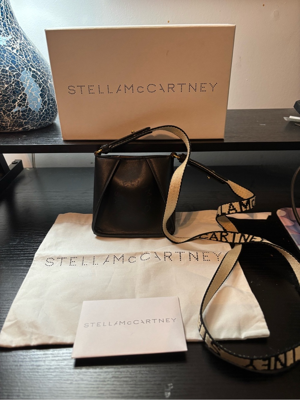 AUTHENTIC Stella McCartney Micro Stella Logo Crossbody - Black - Excellent Cond